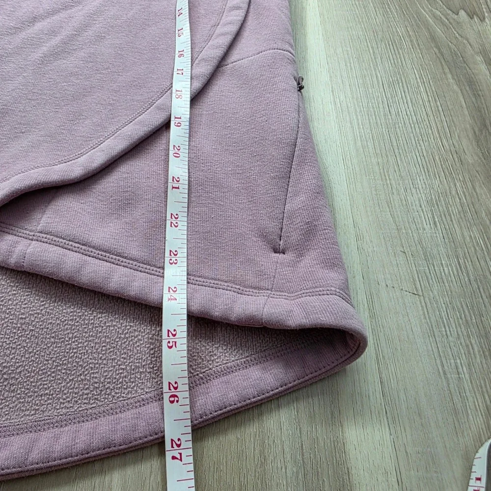 Athleta Coaster Luxe Sweatshirt Asymmetric Zip Tulip Hem Mauve Pink Small Womens - Picture 9 of 10